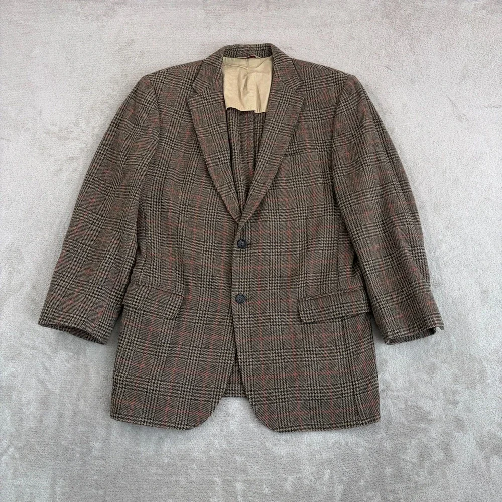 Vintage‎ BANANA REPUBLIC 2 Button Sports Coat Blazer Jacket 38 Brown Glen Check